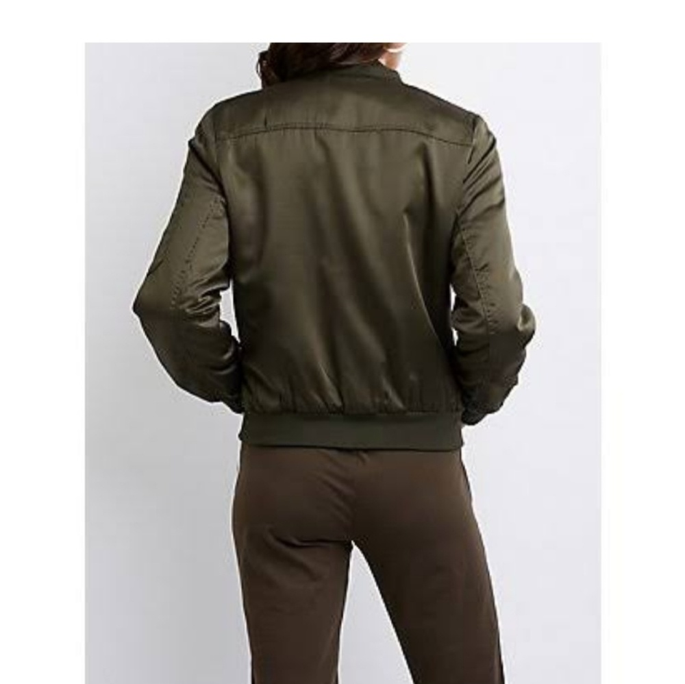 OLIVE GREEN BOMBER JACKET - Picture 2 of 5